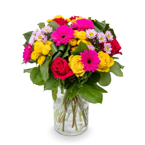Bouquet with roses and germinis